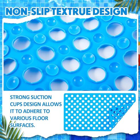 Nuanchu 6 Pcs Pool Drainage Mat 14 x 27 Inch Non-slip Floor Protector Mat with Suction Cups and Drain Holes, Preventing Slipping for Pool Ground Walkways Bathroom Shower Passways Drain Water, Easy Dry in Saudi Arabia