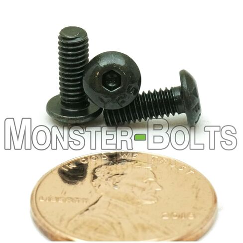 MonsterBolts - براغي غطاء مقبس رأس الزر #6-40 × 3/8 بوصة، ASME B18.3، سبائك الصلب، أكسيد أسود، 10 عبوات in Kuwait