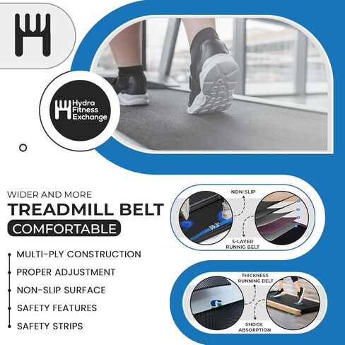 Hydra Fitness Exchange Jogging Walking Running Replacement Treadmill Belt 495x2910x1.4t Pre-Lubricated | PVC Material Treadbelt Walking Desk OEM Equipment P/N 1000439681 | Works with T101-07 - TM1020 in Kuwait