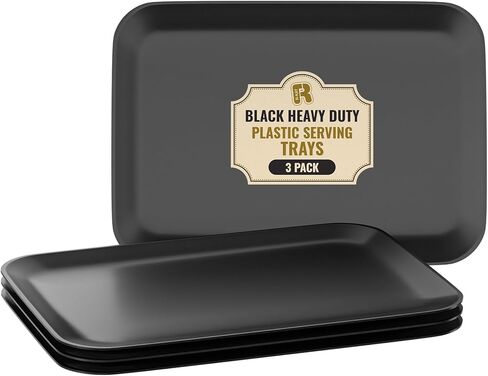 3 Pack Plastic Serving Trays for Party - Gold Serving Tray 8 x 11 Inch - Heavy Duty Dessert Trays for Food - Rectangular Party Serving Trays for Entertaining - Clear Cookie Platters in Kuwait