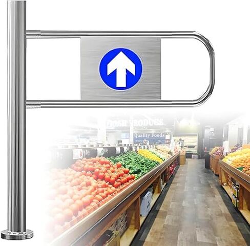 Supermarket 1-Way Door, Stainless Steel Entrance and Exit Device, Supermarket Entrance and Exit Door, for Factory Aisle, Store Automatic Closure Right-80×100cm in Kuwait