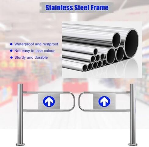 Stainless Steel 1-Way Safety Revolving Door - Double Spring-Loaded Swing Gate for Supermarket Entrance/Exit - Durable Half Waist Safety Gate Device (Wide 60cm) in Kuwait