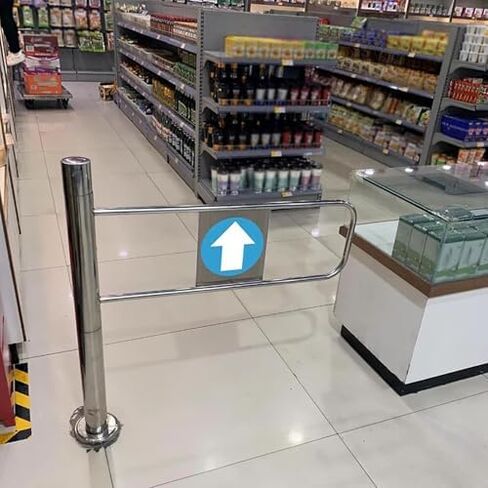 Stainless Steel 1-Way Safety Revolving Door - Double Spring-Loaded Swing Gate for Supermarket Entrance/Exit - Durable Half Waist Safety Gate Device (Wide 60cm) in Kuwait