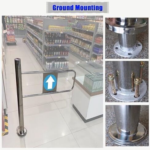 Stainless Steel 1-Way Safety Revolving Door - Double Spring-Loaded Swing Gate for Supermarket Entrance/Exit - Durable Half Waist Safety Gate Device (Wide 60cm) in Saudi Arabia