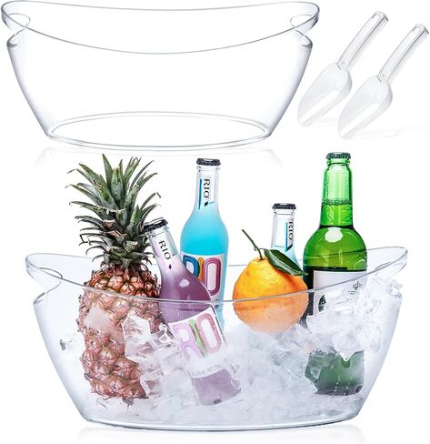 Ice Buckets for Parties, 2 PCS Ice Bucket for Cocktail Bar, 5.5L Drink Buckets for Parties, Wine Cooler, Champagne, Cocktails, Beer Chiller with 2 Ices Bucket Scoop(Clear) in Saudi Arabia