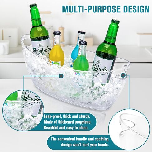 Ice Buckets for Parties, 2 PCS Ice Bucket for Cocktail Bar, 5.5L Drink Buckets for Parties, Wine Cooler, Champagne, Cocktails, Beer Chiller with 2 Ices Bucket Scoop(Clear) in Saudi Arabia