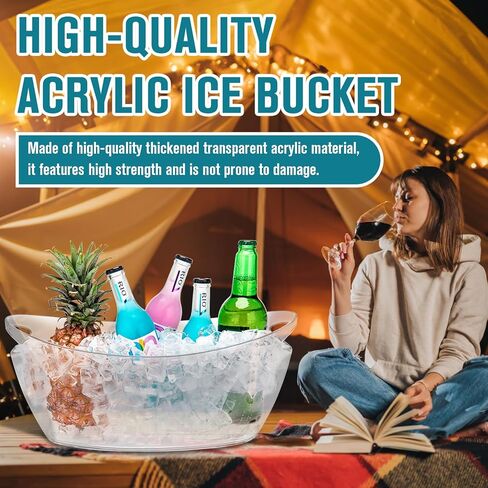 Ice Buckets for Parties, 2 PCS Ice Bucket for Cocktail Bar, 5.5L Drink Buckets for Parties, Wine Cooler, Champagne, Cocktails, Beer Chiller with 2 Ices Bucket Scoop(Clear) in Saudi Arabia