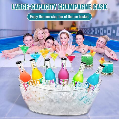 Ice Buckets for Parties, 2 PCS Ice Bucket for Cocktail Bar, 5.5L Drink Buckets for Parties, Wine Cooler, Champagne, Cocktails, Beer Chiller with 2 Ices Bucket Scoop(Clear) in Saudi Arabia