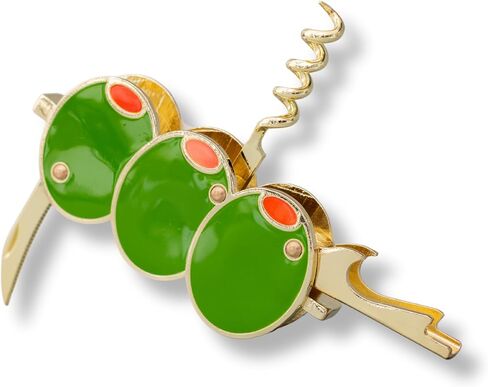 ban.do Novelty Martini Olive Corkscrew and Bottle Opener, Aesthetic Barware and Cocktail Tools (Olives) in Saudi Arabia