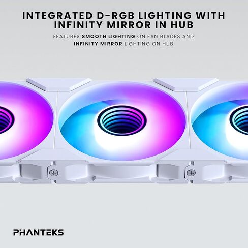 Phanteks M25-120 Gen2, 120mm ARGB High Performance Cooling Fans, Daisy-Chain Unified Fan Frame, Infinity Mirror hub, Single Cable Connection, White in Saudi Arabia