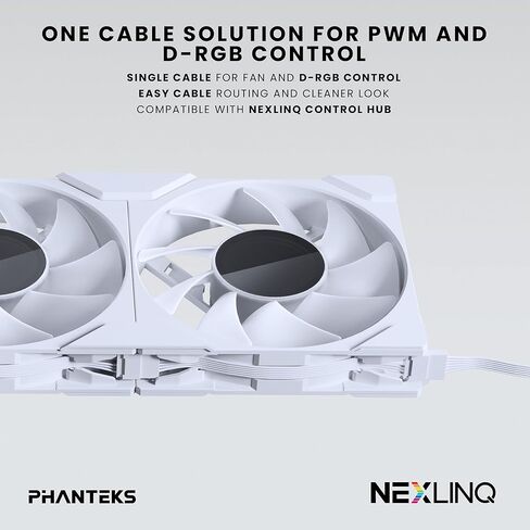 Phanteks M25-120 Gen2, 120mm ARGB High Performance Cooling Fans, Daisy-Chain Unified Fan Frame, Infinity Mirror hub, Single Cable Connection, White in Saudi Arabia