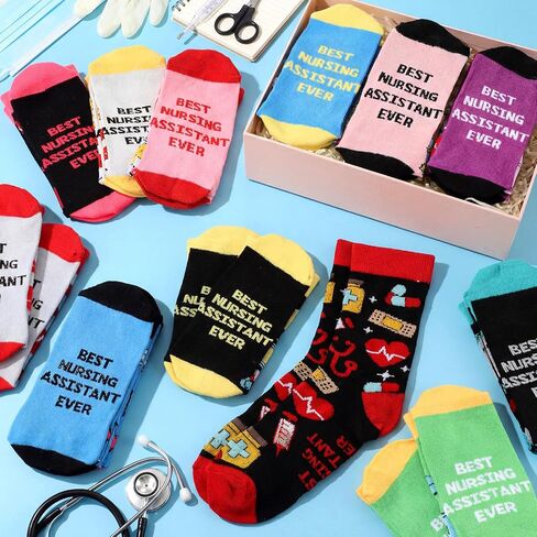 Suhine Novelty Socks OT Gift Bulk Funny Crew Socks for Valentine's Day Gift Women Men 911 Dispatcher SLP in Saudi Arabia