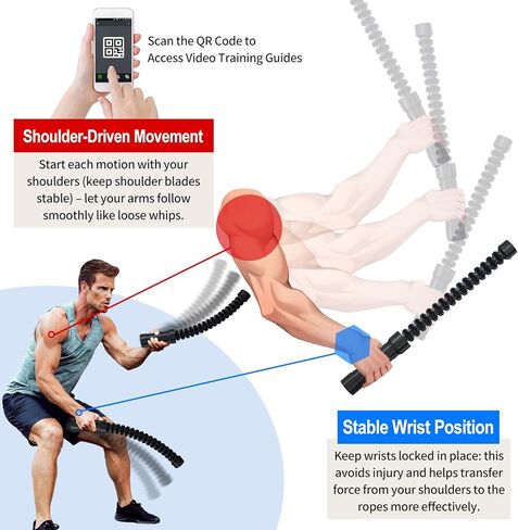 Ropeless Battle Ropes, Cordless Weighted Workout Ropes with Flexible Design, Low Impact Portable No Noise Fitness Equipment for Apartment Home Gym, Arm Training HIIT Cardio for Men & Women in Saudi Arabia