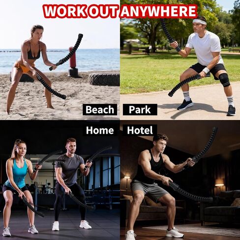 Ropeless Battle Ropes, Cordless Weighted Workout Ropes with Flexible Design, Low Impact Portable No Noise Fitness Equipment for Apartment Home Gym, Arm Training HIIT Cardio for Men & Women in Saudi Arabia