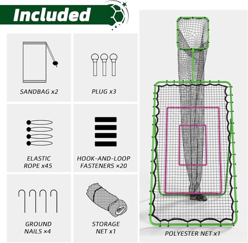 Volleyball Rebounder Net 7x4 FT, Adjustable Volleyball Training Equipment for Backyard Outdoor Solo Practice, Heavy-Duty 45-Layer Net with Ground Stakes & Target Belt in Saudi Arabia