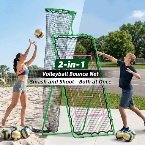 Volleyball Rebounder Net 7x4 FT, Adjustable Volleyball Training Equipment for Backyard Outdoor Solo Practice, Heavy-Duty 45-Layer Net with Ground Stakes & Target Belt in Saudi Arabia