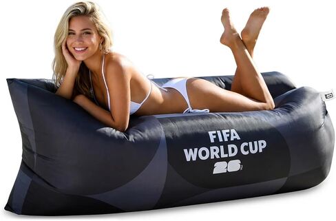 MESUCA FIFA World Cup 2026 Edition كرسي استلقاء للتشمس قابل للنفخ، أريكة هوائية، أريكة منفوخة، كرسي تخييم قابل للنفخ من البوليستر 210T مثالي للفناء الخلفي والشاطئ والسفر والنزهات ومهرجانات الموسيقى FIFA in Kuwait