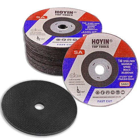 HOYIN عجلات مقطوعة رفيعة للغاية 3 بوصة، 100% اكسيد الالمونيوم الكريستالي الفردي، سمك 0.035 بوصة، 3/8 بوصة، لعجلة قطع طاحونة القالب، ومطحنة زاوية القالب (20) in Saudi Arabia