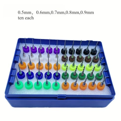 50pcs Micro Drill Bit Set, Tungsten Carbide PCB Drill Bits for Printed Circuit Board, Jewelry, Model Making, DIY Woodworking, Plastic & Resin Craft in Saudi Arabia
