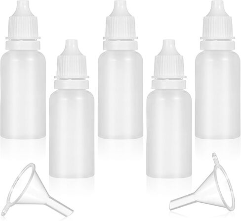 6 PCS 15ml (0.5oz) Small Plastic Dropper Bottles with 2 Funnel, Squeezable Empty Eye Liquid Dropper Sample Portable Travel Containers with Childproof Cap Plug for Essential Oil Serums in Saudi Arabia