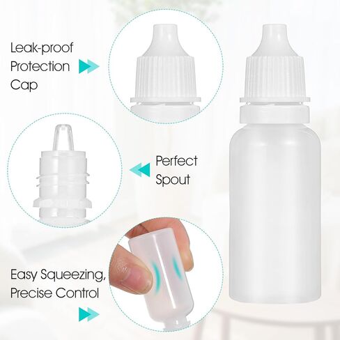 6 PCS 15ml (0.5oz) Small Plastic Dropper Bottles with 2 Funnel, Squeezable Empty Eye Liquid Dropper Sample Portable Travel Containers with Childproof Cap Plug for Essential Oil Serums in Saudi Arabia