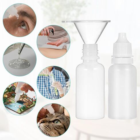 6 PCS 15ml (0.5oz) Small Plastic Dropper Bottles with 2 Funnel, Squeezable Empty Eye Liquid Dropper Sample Portable Travel Containers with Childproof Cap Plug for Essential Oil Serums in Saudi Arabia