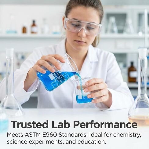 3-Piece Borosilicate Glass Beaker Set (50ml, 100ml, 250ml) - Graduated Lab Glassware for Science Experiments, Chemistry, DIY Skincare, Perfume & Candle Making - High Heat Resistant Lab Beakers in Kuwait