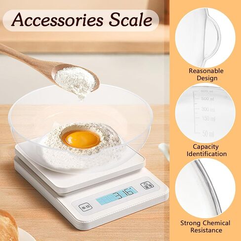 SEWACC 2pcs Kitchen Scale Tray Food Scale Tray Bowl with Capacity Markings for Cake Baking and Kitchen Storage in Saudi Arabia