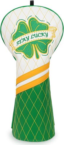 غطاء رأس نادي الجولف Clover Driver غطاء رأس Lucky Golf Head غطاء رأس سائق الجولف من الجلد الفاخر، تصميم البرسيم الأخضر غطاء نادي Stay Lucky Club in Saudi Arabia