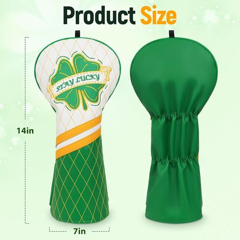 غطاء رأس نادي الجولف Clover Driver غطاء رأس Lucky Golf Head غطاء رأس سائق الجولف من الجلد الفاخر، تصميم البرسيم الأخضر غطاء نادي Stay Lucky Club in Saudi Arabia