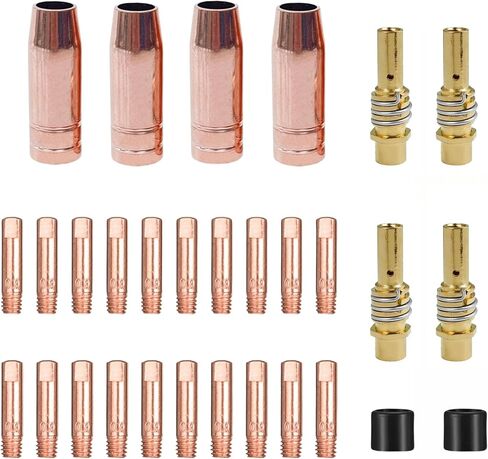 مجموعة ملحقات مسدس اللحام MIG 30-Pack MB15 15AK؛ أطراف اتصال اللحام 0.030 بوصة 0.8 مم، فوهة غاز/حامل طرف الاتصال يناسب شعلة لحام MIG Co2، نحاس (مجموعة ملحقات 0.030 بوصة) in Kuwait