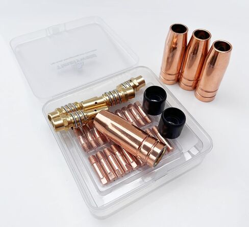 مجموعة ملحقات مسدس اللحام MIG 30-Pack MB15 15AK؛ أطراف اتصال اللحام 0.030 بوصة 0.8 مم، فوهة غاز/حامل طرف الاتصال يناسب شعلة لحام MIG Co2، نحاس (مجموعة ملحقات 0.030 بوصة) in Kuwait