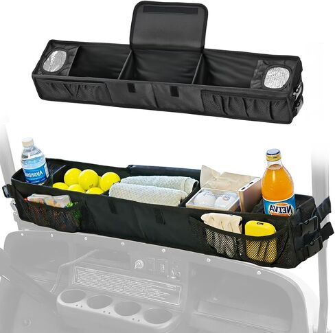 سلة تخزين أمامية لعربة الجولف، صينية تخزين عربة جولف مطورة بدون حفر مع حجرة تبريد، منظم سلة تخزين قابل للطي لـ EZGO TXT وRXV، Club Car DS & Precedent، Kandi in Kuwait