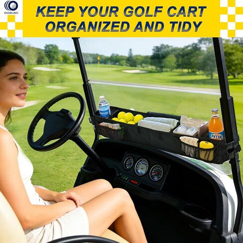 سلة تخزين أمامية لعربة الجولف، صينية تخزين عربة جولف مطورة بدون حفر مع حجرة تبريد، منظم سلة تخزين قابل للطي لـ EZGO TXT وRXV، Club Car DS & Precedent، Kandi in Kuwait