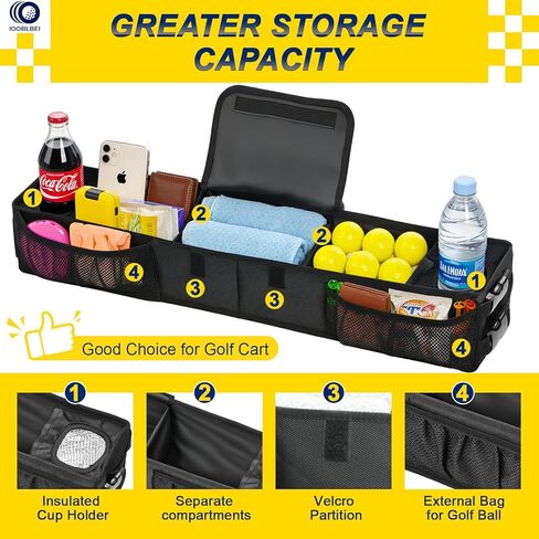 سلة تخزين أمامية لعربة الجولف، صينية تخزين عربة جولف مطورة بدون حفر مع حجرة تبريد، منظم سلة تخزين قابل للطي لـ EZGO TXT وRXV، Club Car DS & Precedent، Kandi in Kuwait
