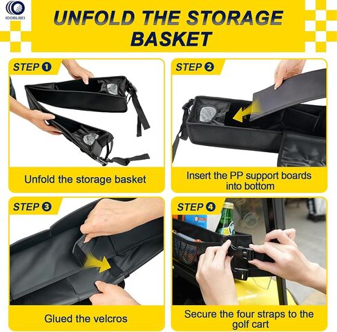 سلة تخزين أمامية لعربة الجولف، صينية تخزين عربة جولف مطورة بدون حفر مع حجرة تبريد، منظم سلة تخزين قابل للطي لـ EZGO TXT وRXV، Club Car DS & Precedent، Kandi in Kuwait