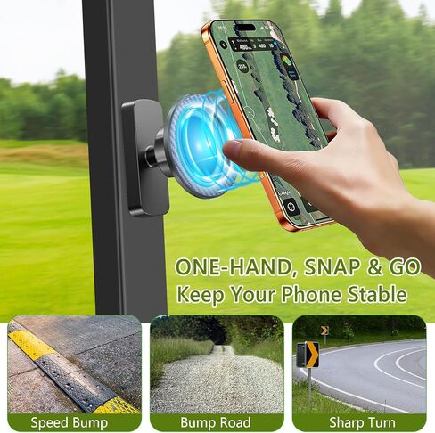 Magnetic Golf Cart Phone Holder, Golf Cart Phone Mount Compatible with MagSafe iPhone 12-17 and Android, Golf Cart Accessories Fits EZGO Club Car Yamaha Icon, Golf Gifts for Men Golfers Dad Husband in Saudi Arabia