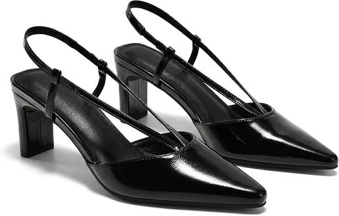 Coutgo حريمي كعب منخفض مكتنز Slingback مضخات مغلقة وأشار اصبع القدم على شكل حرف V الانزلاق على أحذية فستان حفلات الزفاف in Saudi Arabia