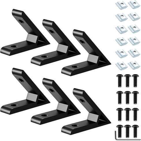 4040 45 Degree Corner Angle Bracket 4040 Extrusion Hardware Accessories T-Slot V-Slot with Screws and Nuts for 40x40 Extruded Aluminum Black 6 Pack in Saudi Arabia