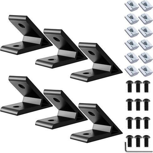 4040 45 Degree Corner Angle Bracket 4040 Extrusion Hardware Accessories T-Slot V-Slot with Screws and Nuts for 40x40 Extruded Aluminum Black 6 Pack in Saudi Arabia