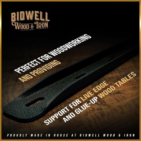 Bidwell Wood & Iron C-Channel Table Brace 2.0 Micro – 34" Hidden Steel Support for Live Edge or Slab Wood Tops – Heavy-Duty 1/2" Leg Steel Tabletop Stabilizer – Single Piece in Saudi Arabia