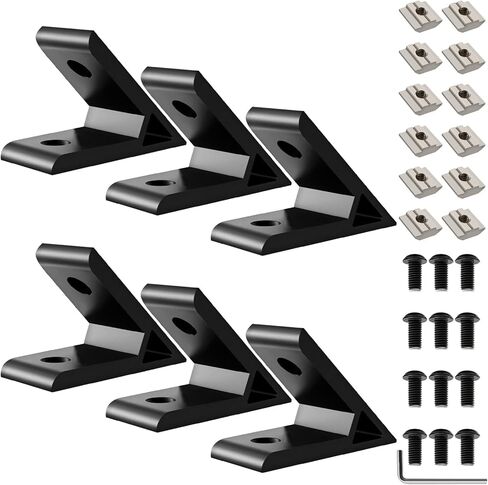 4040 45 Degree Corner Angle Bracket 4040 Extrusion Hardware Accessories T-Slot V-Slot with Screws and Nuts for 40x40 Extruded Aluminum Black 6 Pack in Saudi Arabia