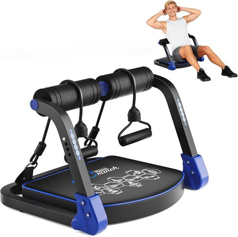 Ab Machine, Core & Sit Up Exercise Equipment for Home Gym, Ab Workout Equipment for Stomach Workout, Resistance Bands, 4 Resistance Levels, Adjustable, Automatic Rebound, Ab Trainer Machine in Saudi Arabia