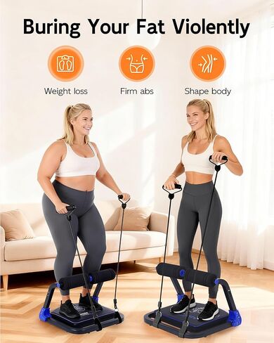 Ab Machine, Core & Sit Up Exercise Equipment for Home Gym, Ab Workout Equipment for Stomach Workout, Resistance Bands, 4 Resistance Levels, Adjustable, Automatic Rebound, Ab Trainer Machine in Saudi Arabia