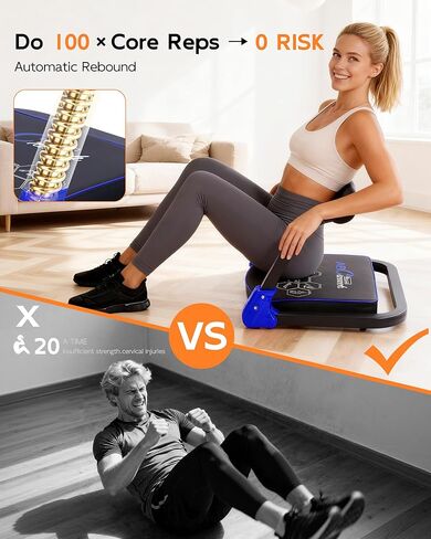 Ab Machine, Core & Sit Up Exercise Equipment for Home Gym, Ab Workout Equipment for Stomach Workout, Resistance Bands, 4 Resistance Levels, Adjustable, Automatic Rebound, Ab Trainer Machine in Saudi Arabia