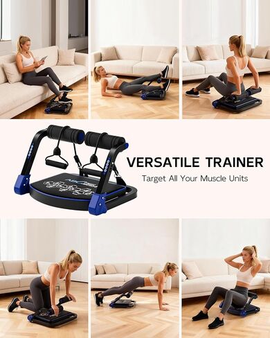 Ab Machine, Core & Sit Up Exercise Equipment for Home Gym, Ab Workout Equipment for Stomach Workout, Resistance Bands, 4 Resistance Levels, Adjustable, Automatic Rebound, Ab Trainer Machine in Saudi Arabia