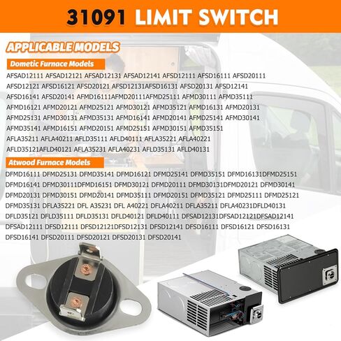 31091 Limit Switch Compatible with Atwood/Hydro Flame/Dometic RV Furnace, High Temperature Limit Switch 190℉(Pack of 2) in Saudi Arabia