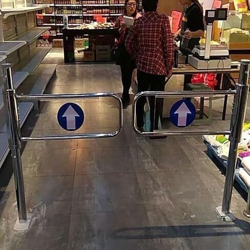 Universal Metal Swing Gate - Automatic Closing Door for Supermarkets & Warehouses - 90° Open Stainless Steel Safety Entrance Gate (150x100cm) in Saudi Arabia