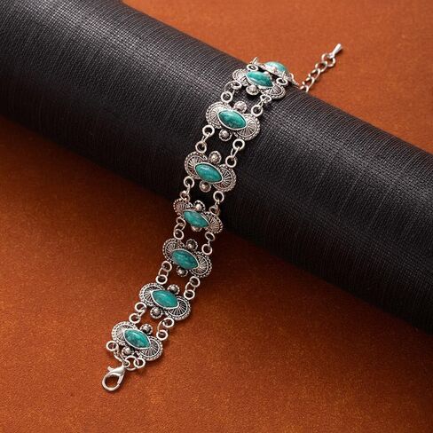 Western Turquoise Bracelet for Women Vintage Turquoise Link Statement Bracelet Red Boho Style Metal Cuff Bracelets Fashion Western Bohemian Jewelry Accessorie in Saudi Arabia
