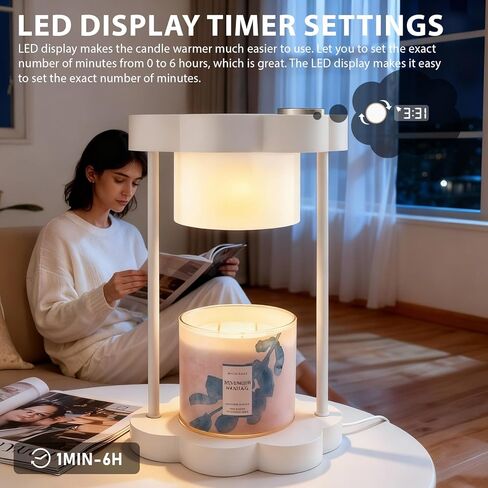 Xuoity Cloud Candle Warmer Lamp مع باهتة، مؤقت 0-6 ساعات، ظل زجاجي مع نقل الضوء، ديكور منزلي أنيق، هدية الترحيب بالمنزل، سخان شموع معطرة، هدية للأم، عاجي in Kuwait